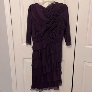 Patra Womens Sz 14 W Lilac side zip stretchy ruffled dress GUC B71